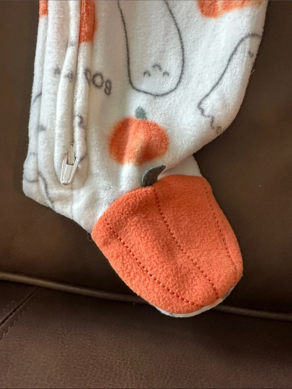 Cat & Jack Orange and White Pumpkin Footed Sleeper with Matching Bodysuit